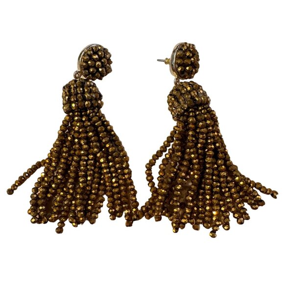 J. Crew Faceted Tassel Gold-plated Recycled Brass Earrings New Without Tags! - Picture 3 of 4